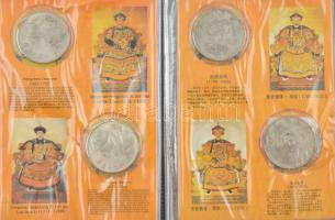 Kína DN A Csin-dinasztia 12 uralkodóját ábrázoló fém emlékérem szett, kínai és angol nyelvű gyűjtőal...