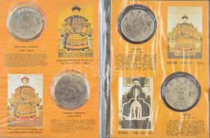 Kína DN A Csin-dinasztia 12 uralkodóját ábrázoló fém emlékérem szett, kínai és angol nyelvű gyűjtőal...