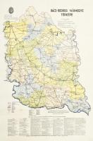 Bács-Bodrog vármegye térképe. Dékonszky György, Újvidék, 1942. Vászonra kasírozva, jó állapotban 68x80 cm