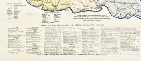 Bács-Bodrog vármegye térképe. Dékonszky György, Újvidék, 1942. Vászonra kasírozva, jó állapotban 68x...