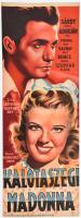 Kalotaszegi Madonna, 1943. Moziplakát (filmplakát, rácsplakát). Sárdy János, Adorján Éva, Tompa Pufi, Rajnay Elly, Benes Ilona, Czuppán Flóra szereplésével. Litográfia, papír. Kellner Márkus Nyomda, Bp. Lapszéli minimális beszakadásokkal. felső sarkán kevés hiány 84,5×29 cm. / Vintage Hungarian movie poster, with very small damages on the edges, lithograph on paper.