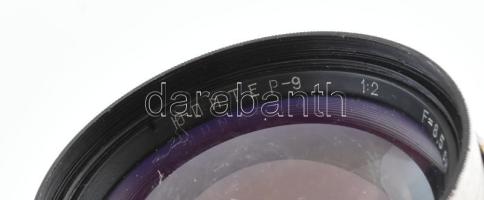 Régi orosz Jupiter 9 fényképezőgép objektív tokban, tokja sérült
