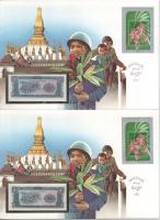 Laosz 1979-1988. 1K felbélyegzett borítékban, bélyegzéssel (5x) T:UNC 
Laos 1979-1988. 1 Kip in env...