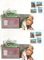 India DN 2R felbélyegzett borítékban, bélyegzéssel (5x) T:UNC India ND 2 Rupees in envelope with stamp and cancellation (5x) C:UNC