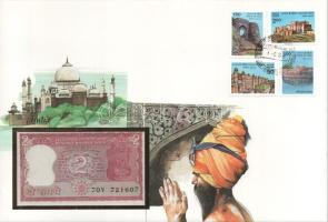 India DN 2R felbélyegzett borítékban, bélyegzéssel (5x) T:UNC
India ND 2 Rupees in envelope with st...