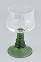 Talpas borospoharak, 6 db, jelzés nélkül, zöld színű talpazattal, hibátlan m: 14,5 cm