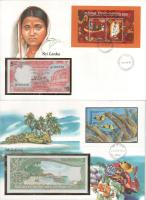 Vegyes 7db-os bankjegyes boríték tétel, mind különféle, közte: Srí Lanka, Maldív-szigetek, Libanon, Zambia, India, Ghána, Vietnam T:UNC