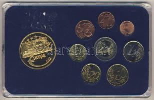 Írország 2005. 1c-2€ 8klf db + Európa 2003. "Írország" aranyozott emlékérem kere...