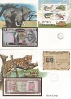 Vegyes 7db-os bankjegyes boríték tétel, mind különféle, közte: Zambia, Sierra Leone, Maldív-szigetek, Libanon, India, Szovjetunió, Vietnám T:UNC