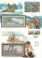 Vegyes 7db-os bankjegyes boríték tétel, mind különféle, közte: Zambia, Sierra Leone, Maldív-szigetek...