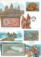 Vegyes 7db-os bankjegyes boríték tétel, mind különféle, közte: Szovjetunió, Sierra Leone, Maldív-szi...