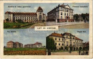 1930 Liptószentmiklós, Liptovsky Mikulás; Hodzovo st. reálne gymnázium, Financné riaditelstvo, Zupny dom, Voj. kasárna / Reálgimnázium, Pénzügyi Igazgatóság, laktanya, megyeház / school, financial directorate, county hall, military barracks (EB)