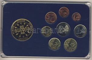 Ciprus 2008. 1c-2€ 8klf db + Európa 2003. "Ciprus" aranyozott emlékérem keresked...