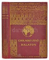 Cholnoky Jenő (1870-1950): Balaton. Magyar Földrajzi Társaság Könyvtára. Bp.,[1937],Franklin, 191+1 p.+24 t.(fekete-fehér fotók.) Szövegközti ábrákkal, illusztrációkkal. Kiadói dúsan aranyozott egészvászon sorozatkötésben, kopott borítóval.