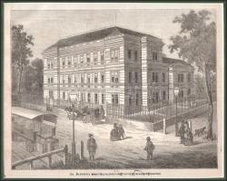 cca 1880 Dr. Batizfalvy magángyógyintézete Pesten a Városligeti fasorban. fametszet. Paszpartuban 24...