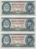 1965. 20Ft (3x) sorszámkövetők "C 581 091847 - C 581 091849" T:XF  Adamo F14