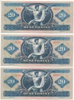 1965. 20Ft (3x) sorszámkövetők "C 581 091847 - C 581 091849" T:XF 
Adamo F14