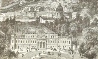 cca 1860 Bécs látképe. Nagy méretű fametszet. Paszpartuban / Woodplate view of Vienna. Large in pasp...