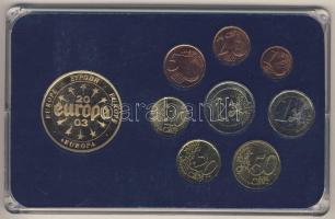 Hollandia 2003. 1c-2€ 8klf db + Európa 2003. "Hollandia" aranyozott emlékérem ke...