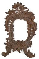 Díszes antik öntöttvas fényképkeret, sérült akasztó résszel, jelzés nélkül, m: 32 mm