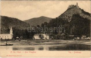 Vágváralja, Vág-Podhragy, Povazské Podhradie (Vágbeszterce, Povazská Bystrica); Podrágyvár, templom, kastély, Vágvölgy. Gansel Lipót 18. / castle, church in Váh Valley / Povazie, Povazsky hrad (EK)