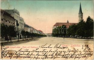 1903 Lőcse, Levoca; Kör nyugati oldala / Platz mit Stadtpark / square (fa)