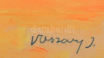 Vaszary J jelzéssel: Vízparti táj. Akvarell, papír, üvegezett fakeretben. 28x43 cm