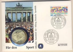 NSZK 1972. 10M "Müncheni olimpia" érmés borítékon alkalmi bélyegzős bélyeggel, hátoldali ismertetővel T:BU