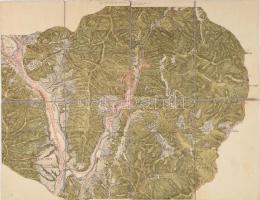 cca 1910 Herkulesfürdő és környékének térképe, vászontérkép, 34×44 cm
