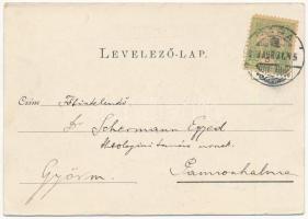 1903 Pápa, zsinagóga, zsidó piac. Kis Tivadar kiadása Art Nouveau, floral (EK)