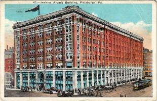 1933 Pittsburgh (Pennsylvania), Jenkins Arcade Building, tram, automobiles (fa)