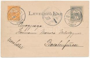 1900 Zalaegerszeg, Deák tér, Katolikus templom, Arany bárány szálloda. Breizach Sámuel kiadása, Art ...