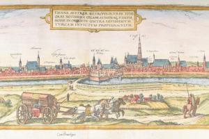 Buda és Bécs látképe közös lapon. (Felül): Vienna Austriae Metropolis, ... + (Alul): Buda vulgo Ofen...
