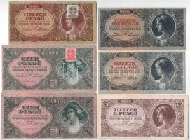 1945-1946. 10db-os látványosan elcsúszott nyomatú inflációs pengő és adópengő tétel T:F