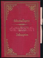 1887 August Czullik (1847-?) hercegi liechtensteini udvari kertész, kertészeti-építészeti szakíró 40 születésnapjára összeállított emlékkönyv a négy évszak allegorikus kézzel írt versével, összeállítva barátja, Franz Meyer által. 26 sztl. oldal. Német nyelven. Korabeli könyvkötői, diszes, aranyozott vászonkötésben, kissé kopott borítóval, máskülönben jó állapotban.