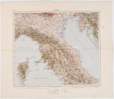 1894 Firenze és környékének térképe, 1:1 500 000, K.u.k. Militär-Geographisches-Institut, szakadással, 44×51 cm