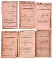 1834-1835 Dr. Albert Friedrich Haenel - Dr. Wilhelm Friedrich: Summerium des Neuesten aus der in- und ausländischen Medicin zum Gebrauche praktischer Aerzte. Jahrg. 1834-1835. Leipzig, Verlag von Leopold Voss. Német nyelvű orvosi folyóirat 8 db vegyes száma. Kiadói papírkötés, vegyes állapotban, sérült, lejáró borítókkal.