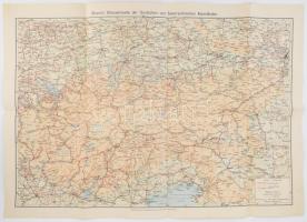 Brunns Strassenkarte der Deutschen und Österreichischen Alpenländer, szakadással, 58×86 cm