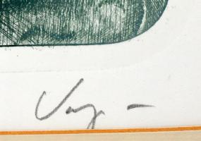 Varga Bencsik József (1944-): Íriszek. Színes rézkarc, papír, jelzett. Számozott: 67/100. Üvegezett ...