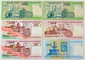 1998. 1000Ft + 2002-2007. 200Ft (2xklf) + 2006. 500Ft "A forradalom 50. évfordulója 1956. októb...