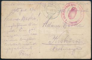 1915 Magyar katonákat ábrázoló fényképes tábori posta levelezőlap, megírva, "M. kir. 30. népföl...