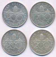 1992. 200Ft Ag "MNB" + 1994. 200Ft Ag "Deák" (3x) T:AU,XF patina Adamo F13, F13....