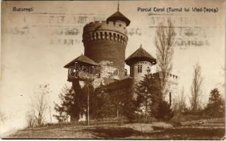 1930 Bucharest, Bukarest, Bucuresti, Bucuresci; Parcul Carol (Turnul lui Vlad-Tepes) / park, tower (EK)