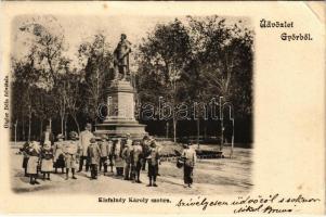 1901 Győr, Kisfaludy Károly szobor. Gigler Béla felvétele (r)