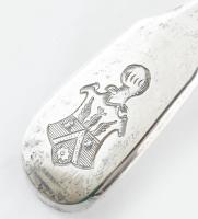 Ezüst (Ag) kanál, jelzéssel, h: 9 cm, nettó: 16 g