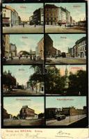 1909 Brno, Brünn; Kröna, Dornich, Zderadsaule, Olmützerstrasse, Fleischmarkthalle / street view, tram (Rb)