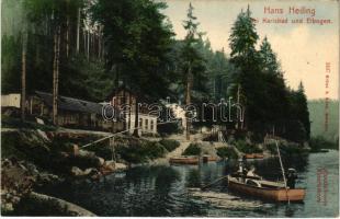 Karlovy Vary, Karlsbad; Loket, Elbogen; Hans-Heiling-Felsen / river, boats