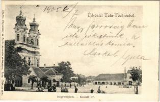 1905 Tatatóváros, Tata-Tóváros; Nagy templom, Kossuth tér. Engländer és Társa kiadása (EK)