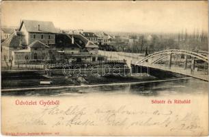 1901 Győr, Sétatér és Rábahíd. Polgár Bertalan kiadása (EK)