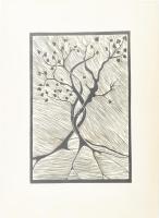 Báli Péter (1955-): Három fa, 1990. Linómetszet, papír, jelzett, 29,5×19,5 cm